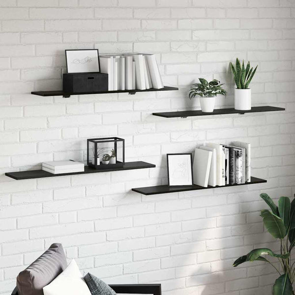 Hyllylevy 3 tasoa 4 kpl 100 x 20 x 1,5 cm Tekninen puu Musta