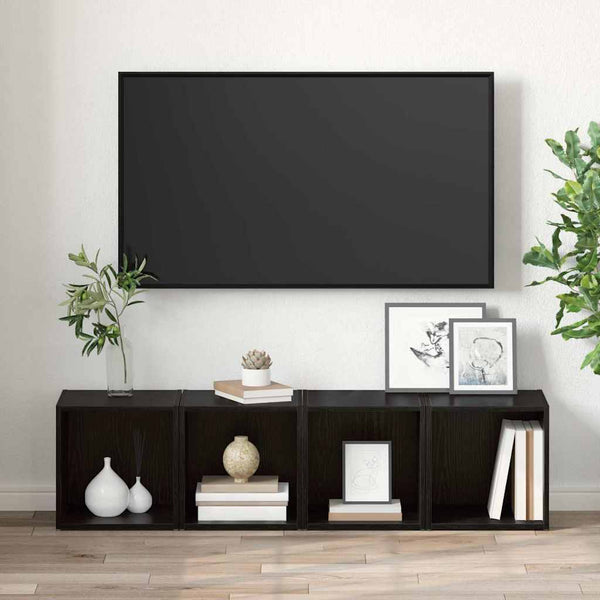 TV-tasosetti 4 pcs Musta 37 x 35 x 37,5 cm Tekninen puu