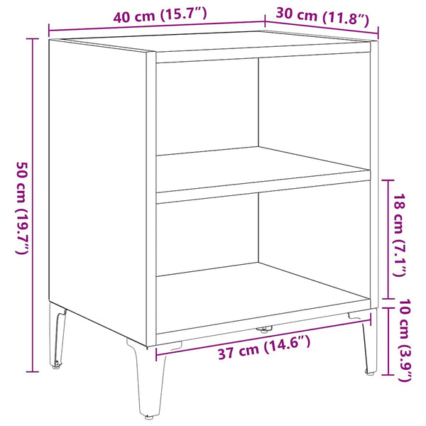 Yöpöytäkaappi 2 pcs Musta tammi 40 x 30 x 50 cm Tekninen puu