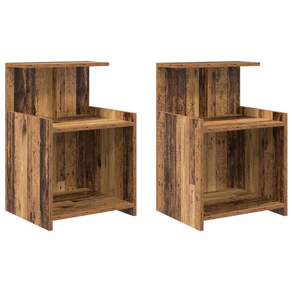 Yöpöytäkaappi 2 pcs Vanha puu 40 x 35 x 60 cm Tekninen puu