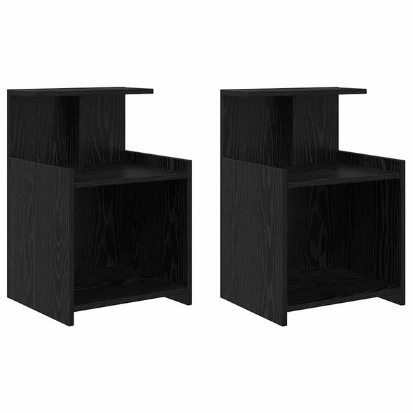 Yöpöytäkaappi 2 pcs Musta tammi 40 x 35 x 60 cm Tekninen puu