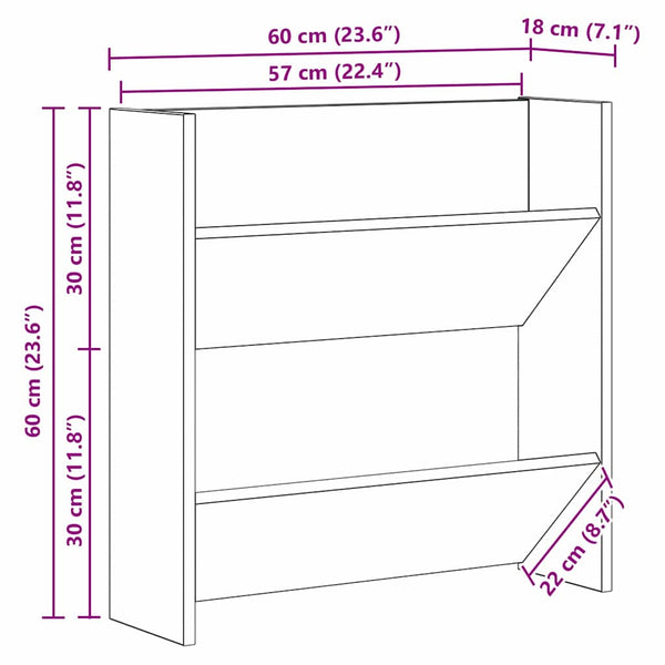 Kenkäkaappi 60 x 18 x 60 cm Tekninen puu Vanha puu