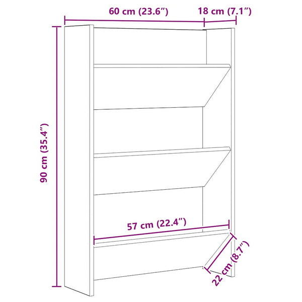Kenkäkaappi 2 kpl 60 x 18 x 90 cm Tekninen puu Artisaanitammi