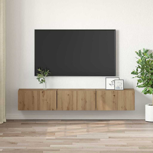 Ruskea TV-kaappi 3 osaa 60 x 30 x 30 cm Teknistä puuta