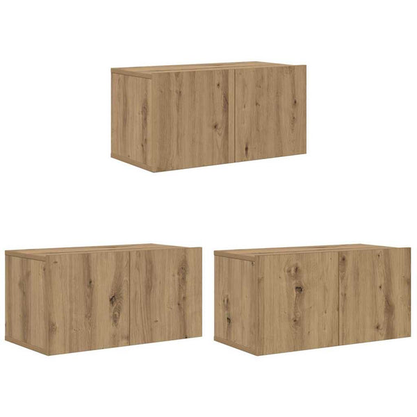 Ruskea TV-kaappi 3 osaa 60 x 30 x 30 cm Teknistä puuta