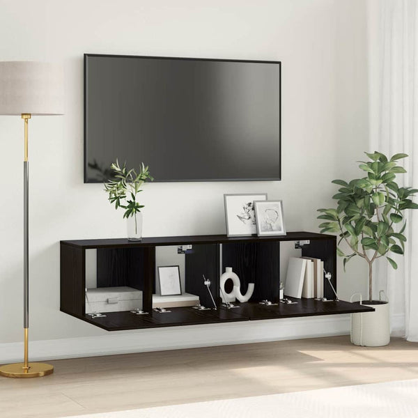 TV-kaappi 2 pcs Musta 60 x 30 x 30 cm Tekninen puu