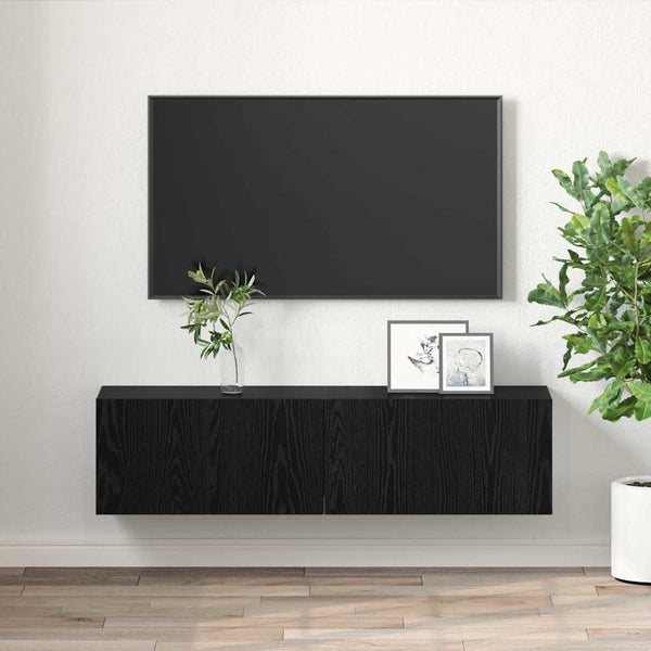 TV-kaappi 2 pcs Musta 60 x 30 x 30 cm Tekninen puu