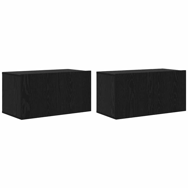 TV-kaappi 2 pcs Musta 60 x 30 x 30 cm Tekninen puu