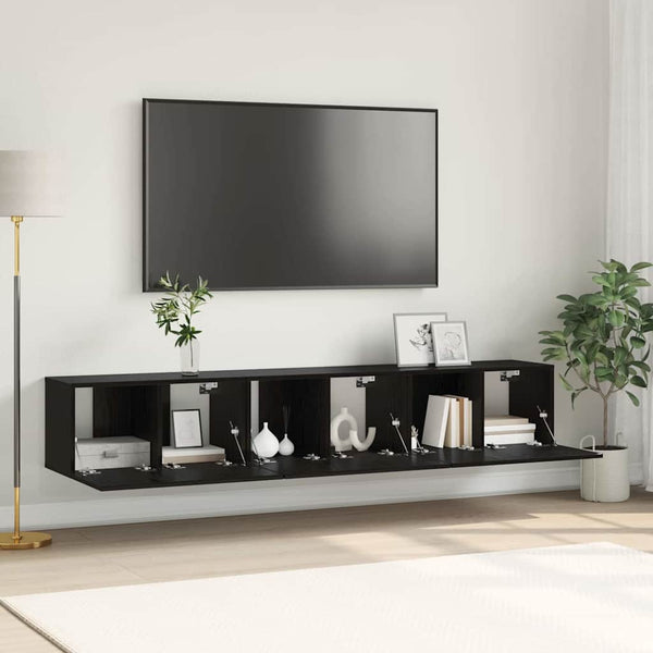 TV-kaappi 3 pcs Musta 60 x 30 x 30 cm Tekninen puu