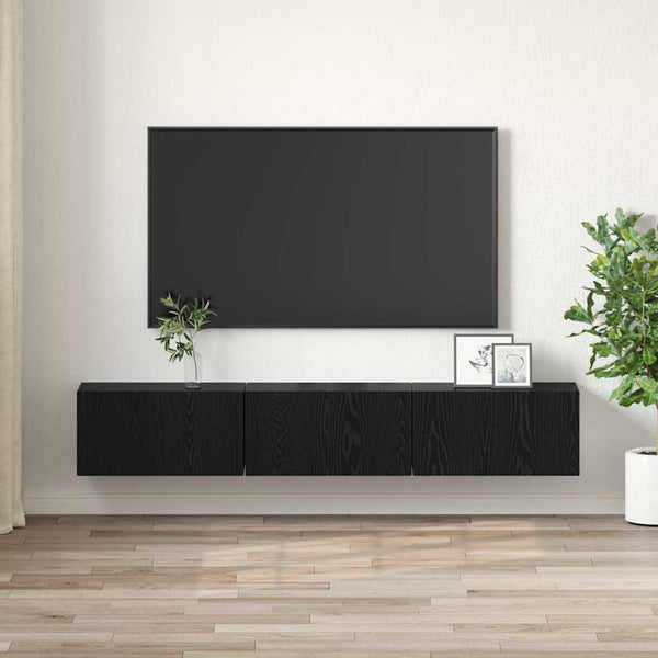 TV-kaappi 3 pcs Musta 60 x 30 x 30 cm Tekninen puu