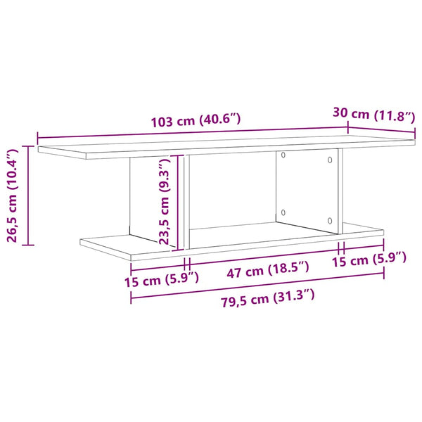 TV-kaappi Musta 103 x 30 x 26.5 cm Tekninen puu