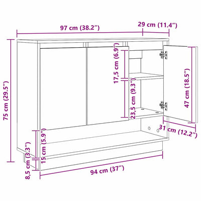 Artesaani tammi sivupöytä Simpson 97x29x75cm (puinen)