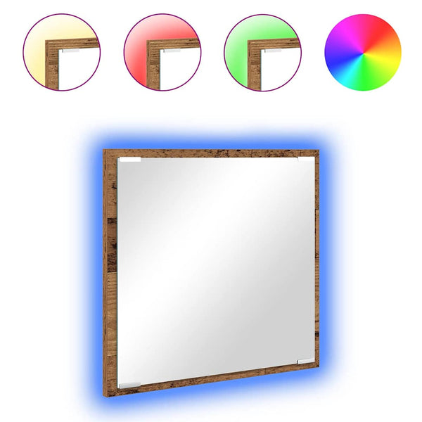 LED kylpyhuonemirror Vanha puu 40 x 37 x 8.5 cm Tekninen puu