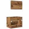 Kylpyhuonekalustesetti laatikon kanssa peilillä 2 pcs Vanha Puu