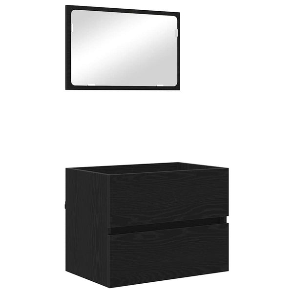 Kylpyhuonekalustesetti laatikon kanssa 2 pcs Musta tammi.