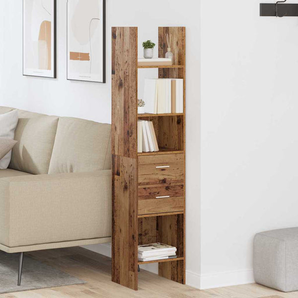 Kirjahylly 2 tasoa 40 x 35 x 180 cm Tekninen puu Vanha puu