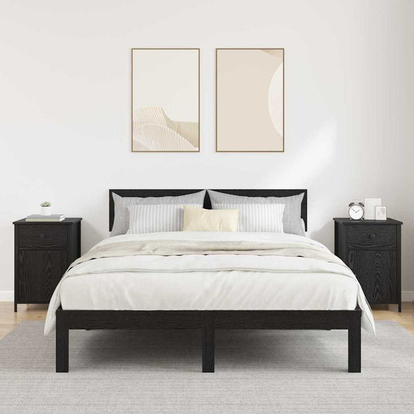Musta tammi yöpöytäkaappi 2 kpl. 40 x 42 x 60 cm Tekninen puu