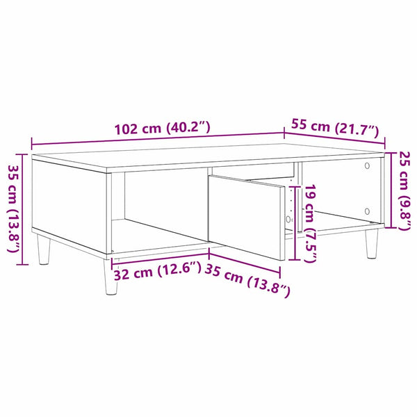 Sohvapöytä Harmaa Sonoma 102 x 55 x 35 cm Tekninen puu
