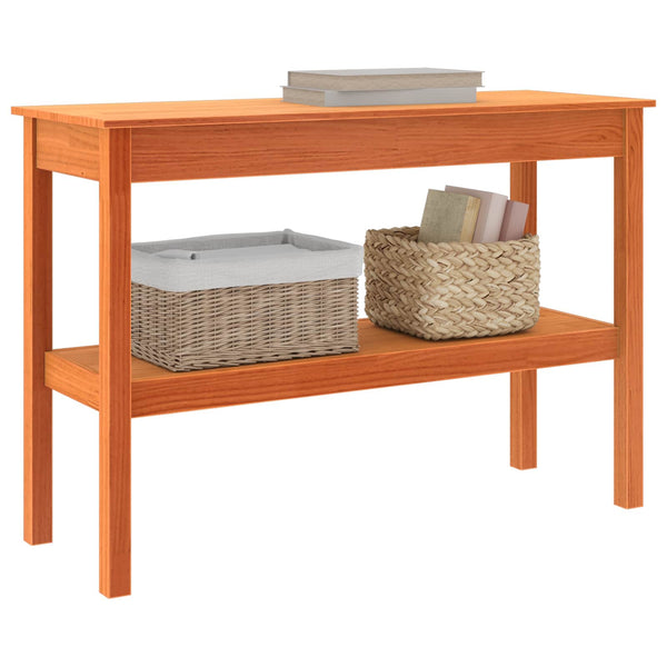 Konsolipöytä hyllyllä Vahanruskea 110 x 40 x 75 cm Täysi mänty
