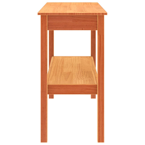 Konsolipöytä hyllyllä Vahanruskea 110 x 40 x 75 cm Täysi mänty