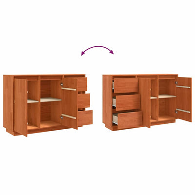 Ruskea sivupöytä laatikon kanssa Tschuni 111x34x75cm (mänty)