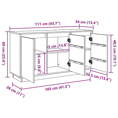 Ruskea sivupöytä Mogosan 111x34x60cm (mänty)