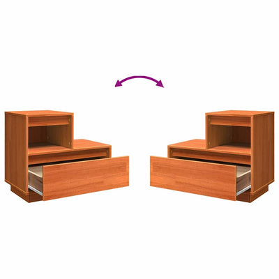 Vahanruskea yöpöytäkaappi Crucita 60x34x51cm (2 pcs mänty)