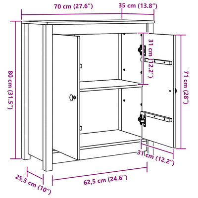 Ruskea sivupöytä Dandi 70x35x80cm
