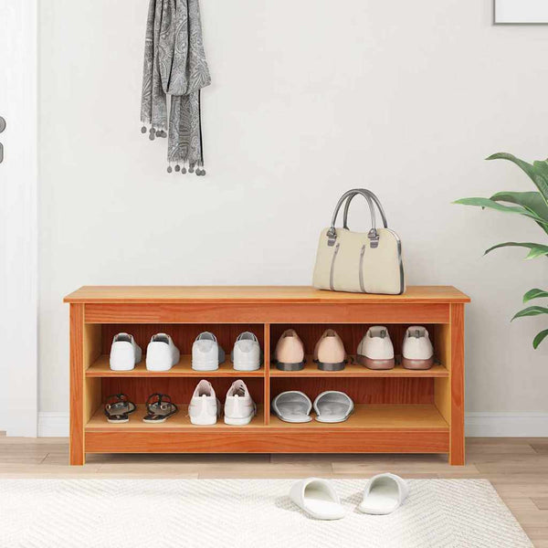 Säilytyspenkki 110 x 38 x 45,5 cm Täysi mänty Vahanruskea