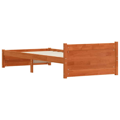 Sängyn runko päätyllä Vahanruskea 90 x 200 cm Täysi mänty