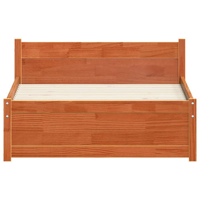 Sängyn runko päätyllä Vahanruskea 90 x 200 cm Täysi mänty