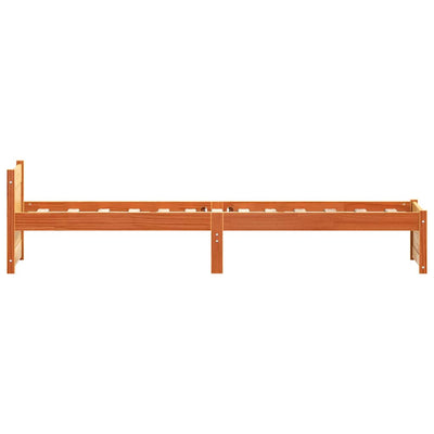 Sängyn runko päätyllä Vahanruskea 90 x 200 cm Täysi mänty
