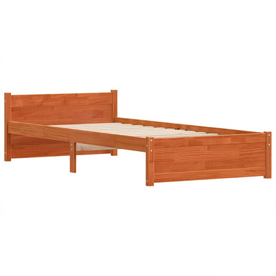 Sängyn runko päätyllä Vahanruskea 100 x 200 cm Täysi mänty