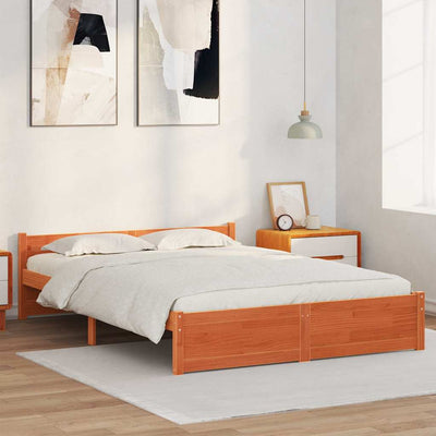 Sängyn runko päätyllä Vahanruskea 5FT King Size Täysi mänty