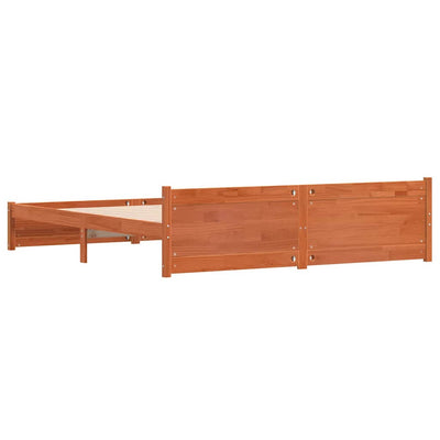 Sängyn runko päätyllä Vahanruskea 200 x 200 cm Täysi mänty