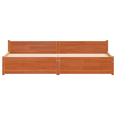 Sängyn runko päätyllä Vahanruskea 200 x 200 cm Täysi mänty