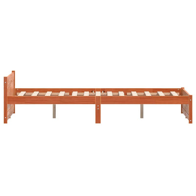 Sängyn runko päätyllä Vahanruskea 200 x 200 cm Täysi mänty