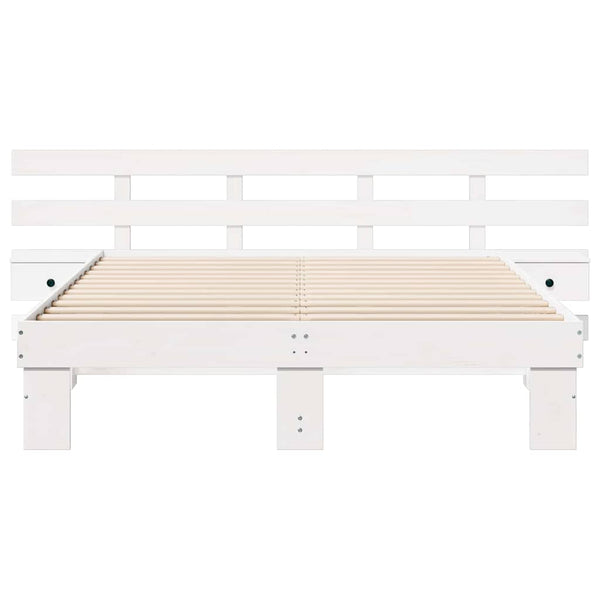 Sängyn runko päätyllä Valkoinen 5FT King Size Massiivinen mänty
