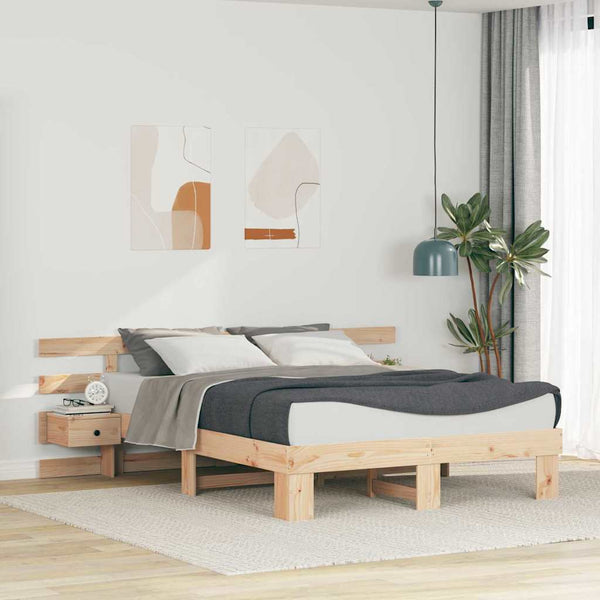 Sängyn runko päätyllä Ruskea 140 x 200 cm Massiivinen mänty