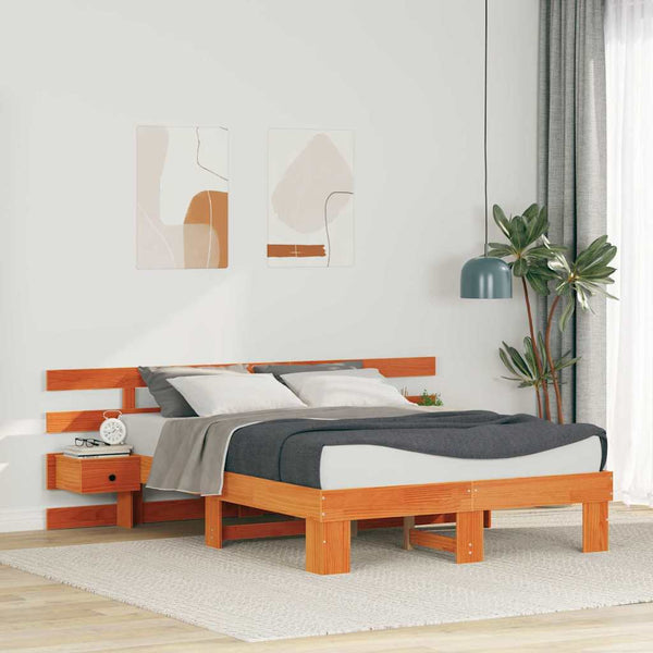 Sängyn runko päätyllä Ruskea 120 x 200 cm Massiivinen mänty