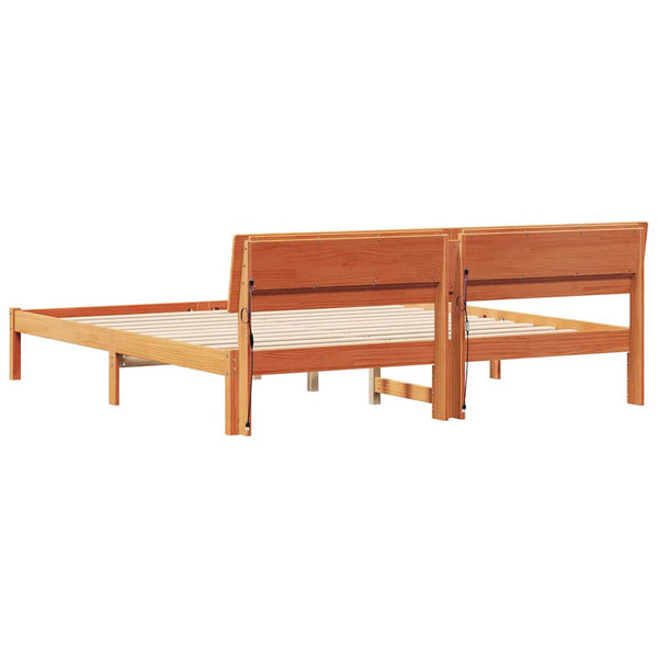 Sängyn runko päätyllä Ruskea 200 x 200 cm Massiivinen mänty