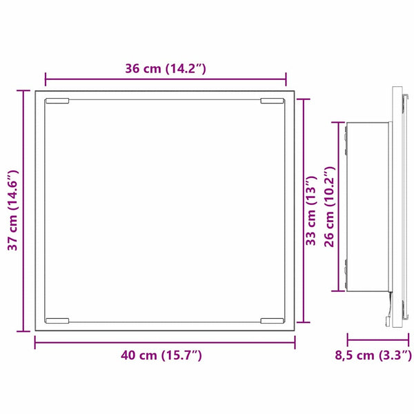 LED kylpyhuonemirror Harmaa Sonoma 40 x 37 x 8.5 cm