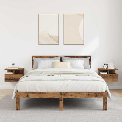 Kelluva yöpöytä 2 pcs Vanha puu 40 x 31 x 27 cm Tekninen puu