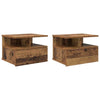 Kelluva yöpöytä 2 pcs Vanha puu 40 x 31 x 27 cm Tekninen puu