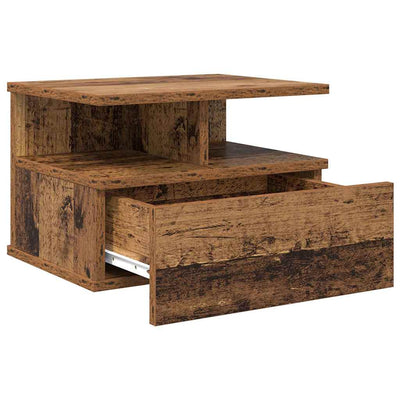 Kelluva yöpöytä 2 pcs Vanha puu 40 x 31 x 27 cm Tekninen puu