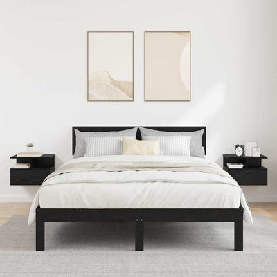 Musta tammi kelluva yöpöytä Carmenusa 40x31x27cm (2 pcs puinen)