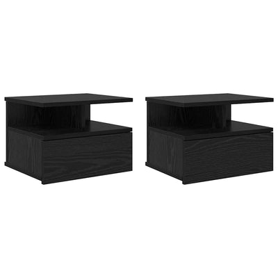 Kelluva yöpöytä 2 pcs Musta tammi 40 x 31 x 27 cm Tekninen puu