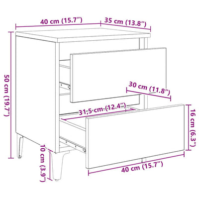 Yöpöytäkaappi 2 pcs Musta tammi 40 x 35 x 50 cm Tekninen puu