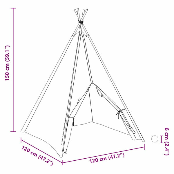 Teepee-teltta Valkoinen 120 x 120 x 150 cm Kangas ja Muovi