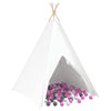 Teepee-teltta Valkoinen 120 x 120 x 150 cm Kangas ja Muovi